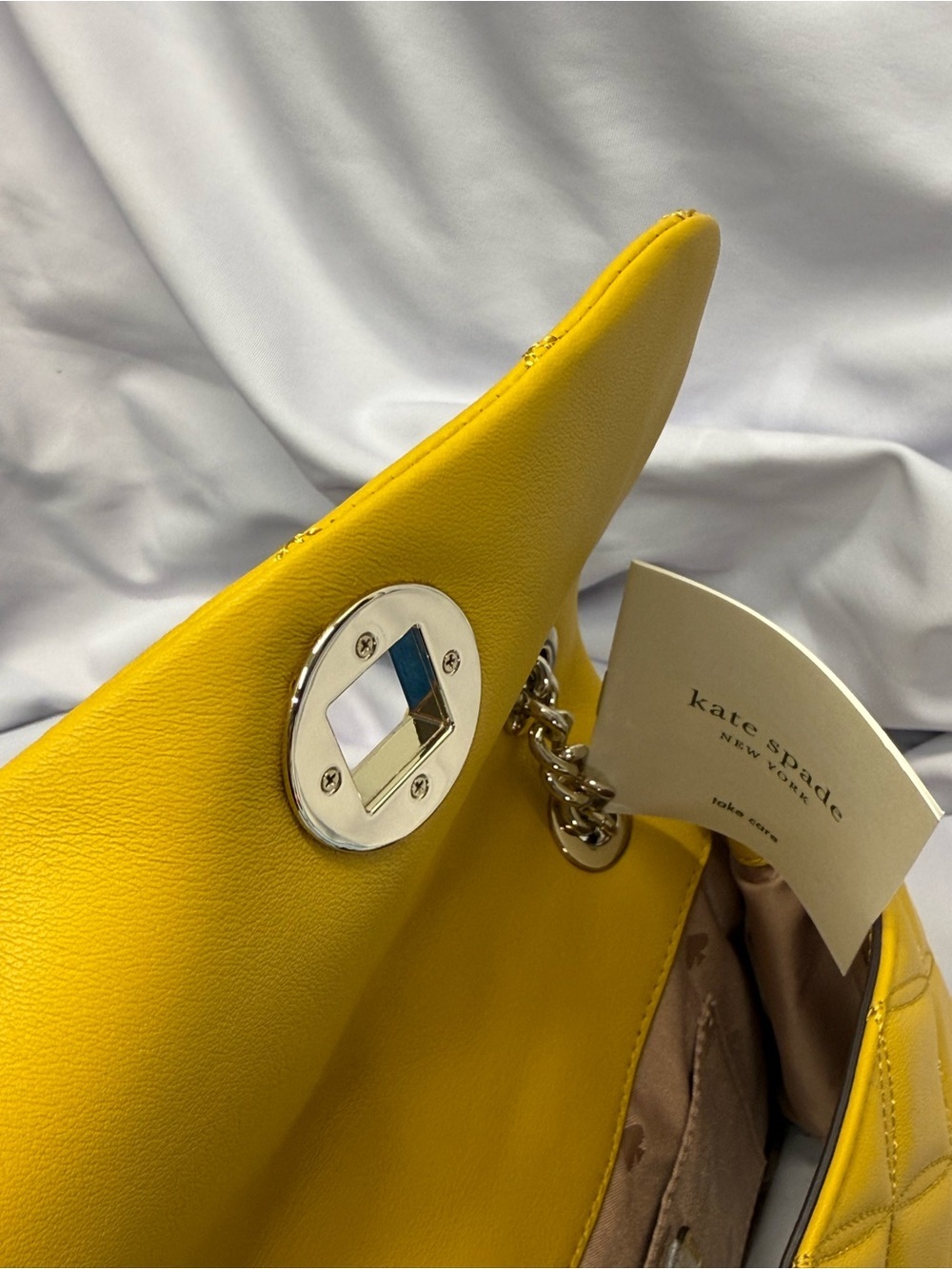 (new+tag) Kate Spade Natalia Quilted Chain Shoulder Bag /Crossbody Golden Yellow - Picture 8 of 14